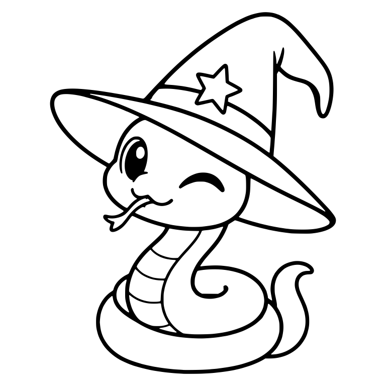 Winking Snake in Witch Hat with Star Band — free animal SVG cut file