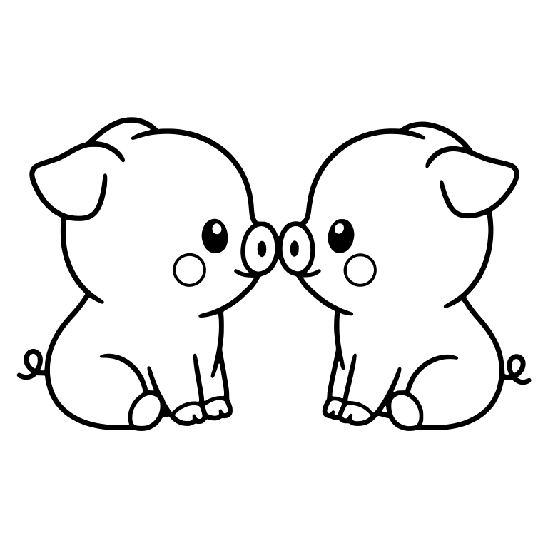 Two Piglets Sitting Nose to Nose — free animal SVG cut file