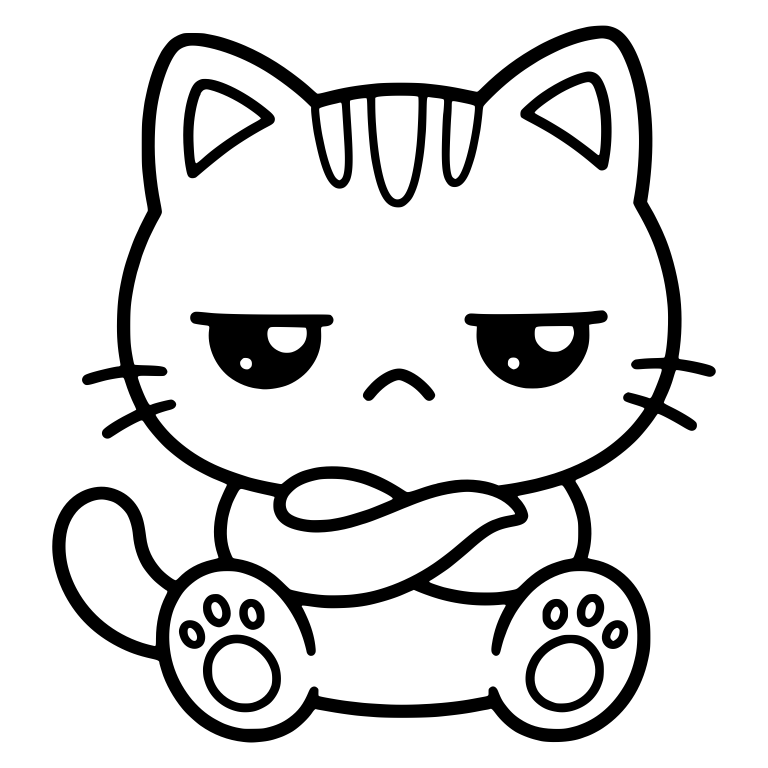 Grumpy Tabby Cat Sitting With Crossed Arms — free animal SVG cut file