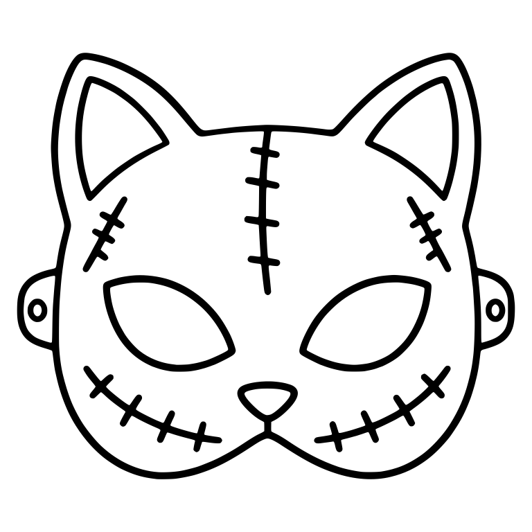 Stitched Cat Mask With Smile Stitches And Side Tabs — free objects SVG cut file