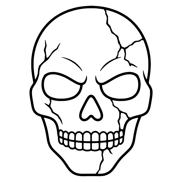 Cracked Skull With Angled Brow Lines — free skeleton SVG cut file
