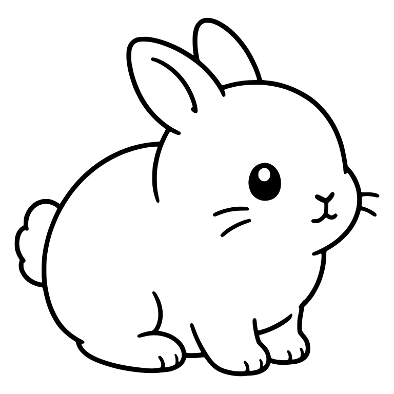 Kawaii Bunny Sitting Side View With Whiskers — free animal SVG cut file