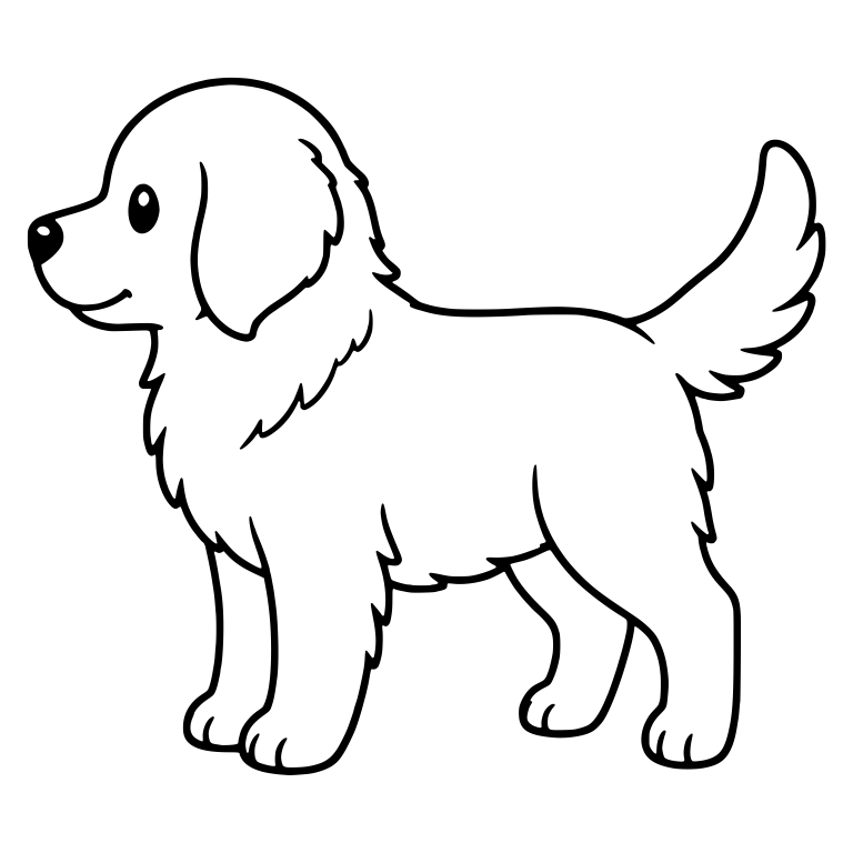 Golden Retriever Standing In Profile With Tail Raised — free animal SVG cut file