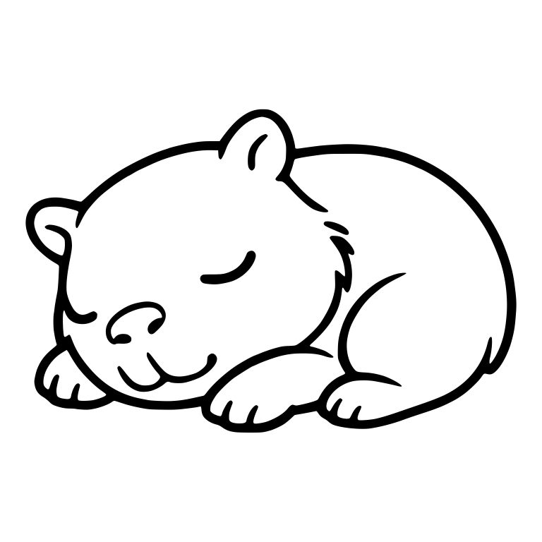 Sleeping Bear Cub Curled Up with Paws Forward — free animal SVG cut file