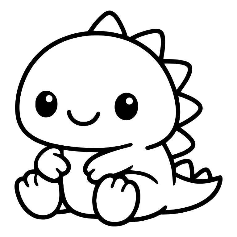 Sitting Baby Dinosaur with Closed Smile — free animal SVG cut file