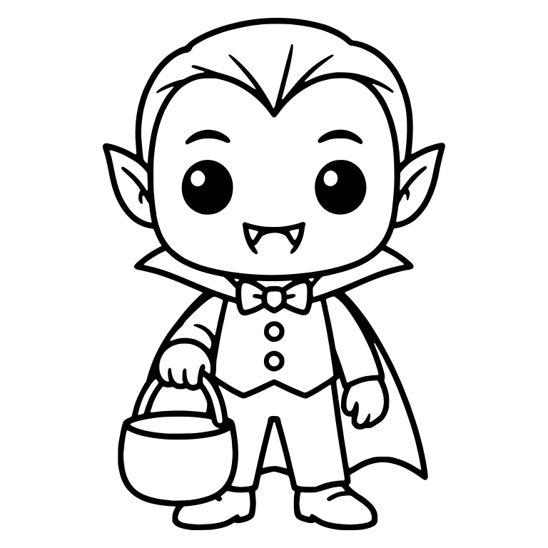 Standing Little Vampire With High Collar and Round Pail — free fantasy-creature SVG cut file