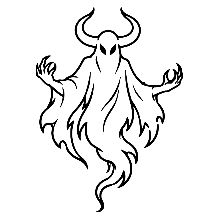 Horned Ghost With Raised Clawed Hands — free fantasy-creature SVG cut file