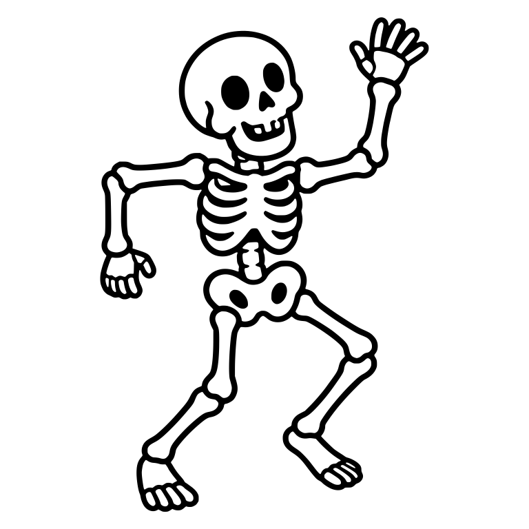 Retro Skeleton Waving With One Hand Raised — free skeleton SVG cut file