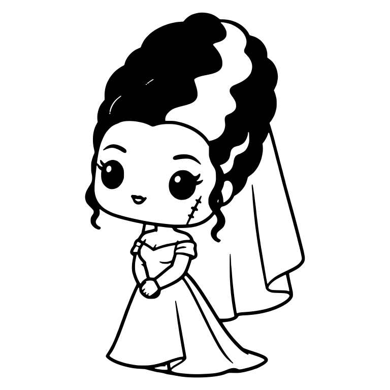 Monster Bride Turned Sideways With Off-Shoulder Gown — free fantasy-creature SVG cut file