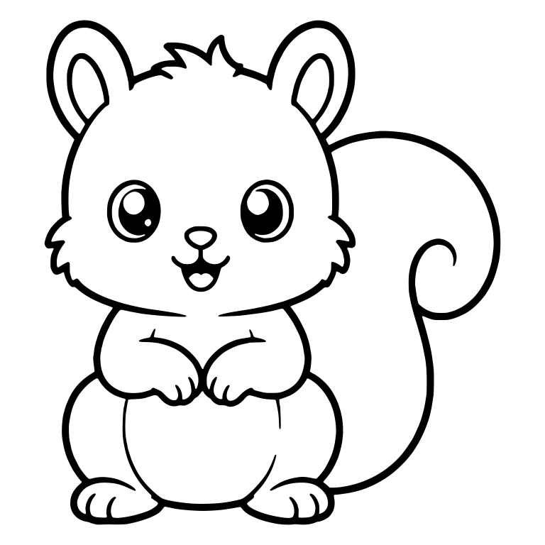 Sitting Squirrel With Paws on Chest and Curled Tail — free animal SVG cut file