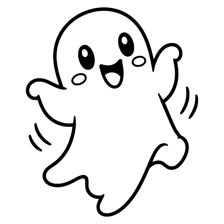 Wide-Eyed Kawaii Ghost Waving Both Arms — free fantasy-creature SVG cut file