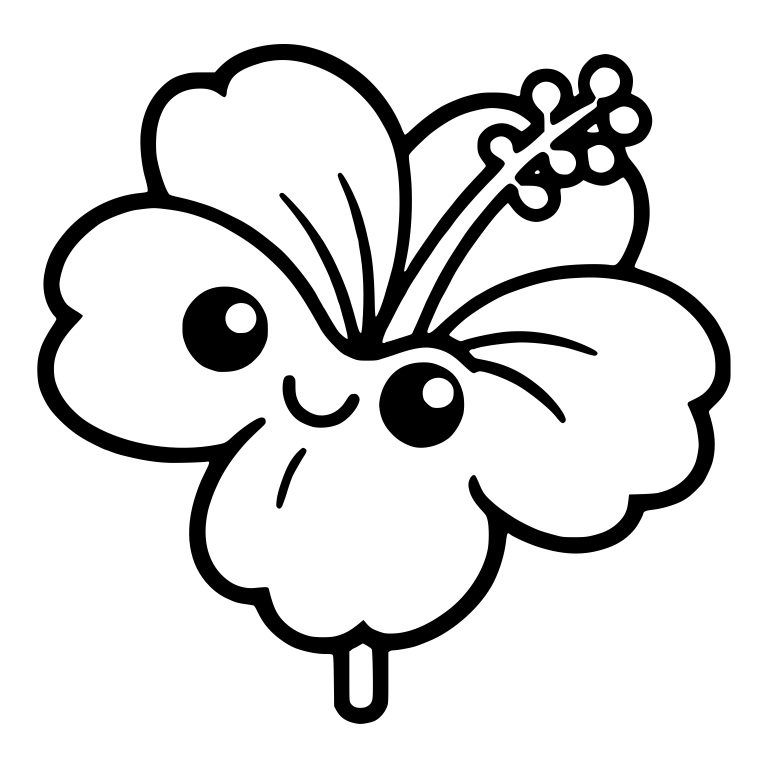 Tilted Hibiscus With Long Stamen and Smiling Face — free floral SVG cut file