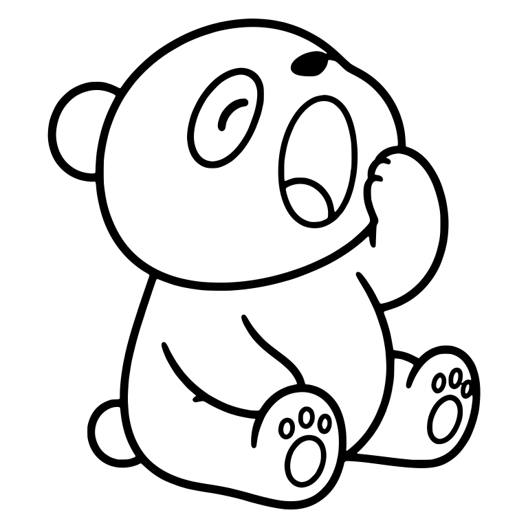 Sitting Panda Yawning With Paw at Its Mouth — free animal SVG cut file