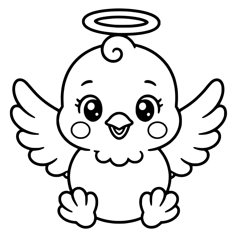 Baby Bird With Halo, Rosy Cheeks and Spread Wings — free animal SVG cut file