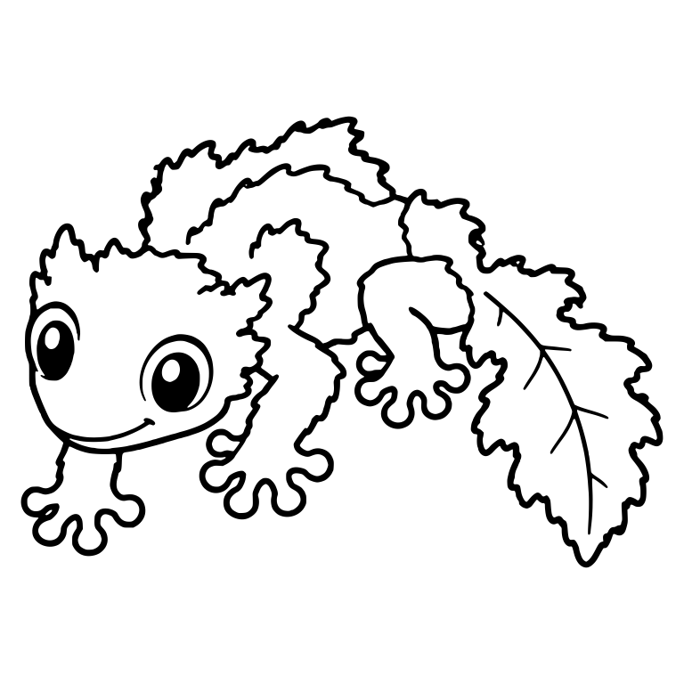 Leaf Tailed Gecko Crawling with Fringed Fuzzy Body — free animal SVG cut file