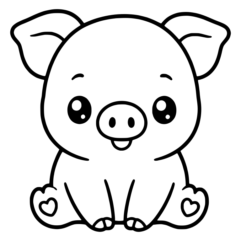 Sitting Piglet With Heart Foot Pads and Open Smile — free animal SVG cut file