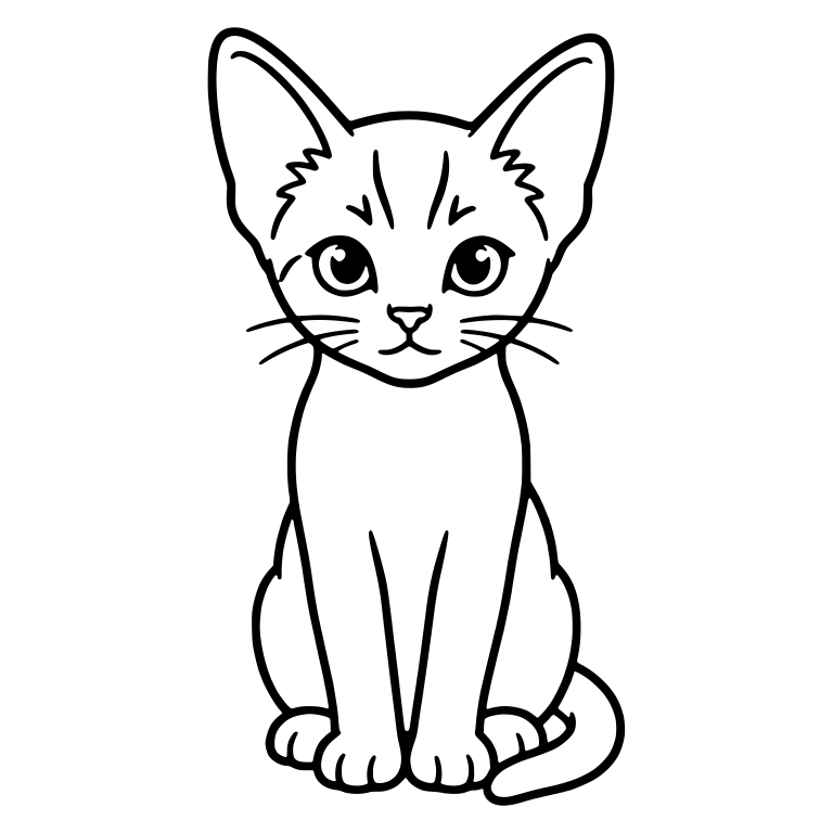 Abyssinian Kitten Sitting Upright With Big Ears — free animal SVG cut file