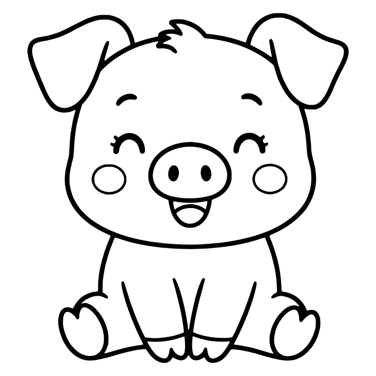 Laughing Sitting Piglet With Blush Cheeks — free animal SVG cut file