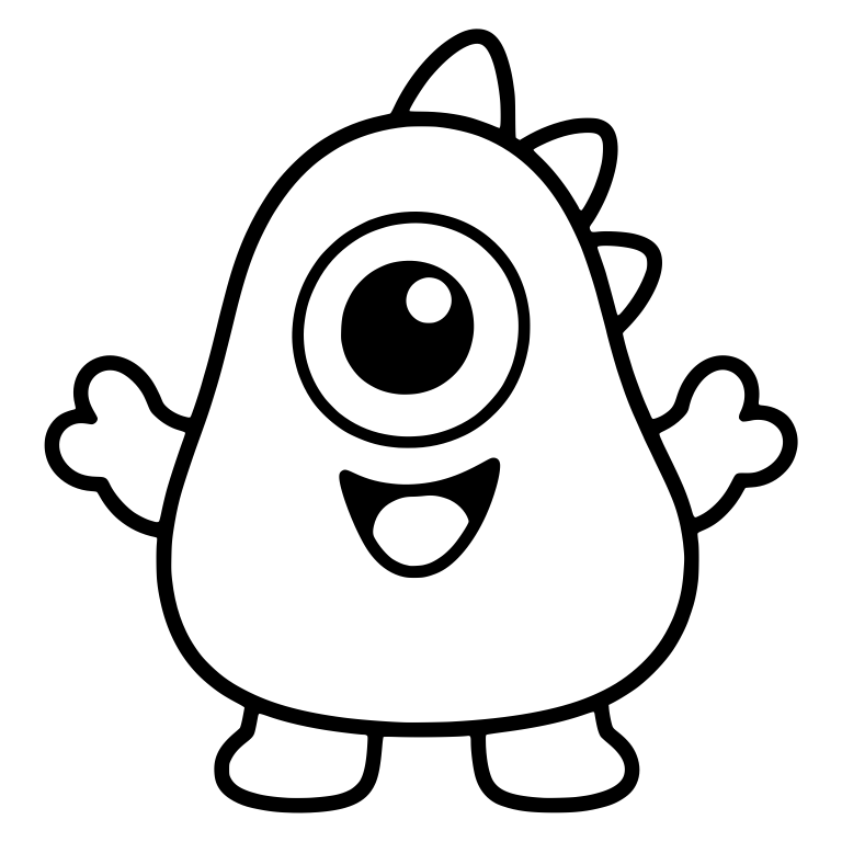 Pear-Shaped One-Eyed Monster With Back Spikes — free fantasy-creature SVG cut file
