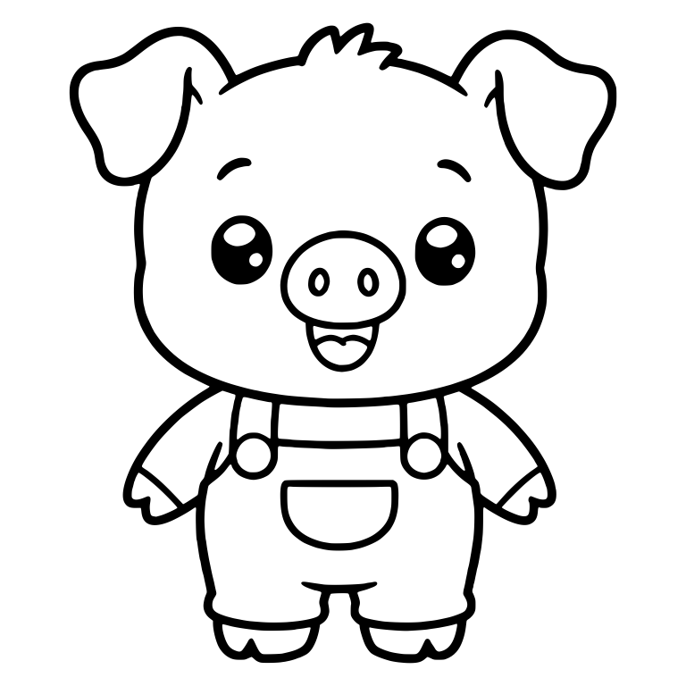 Standing Piglet In Overalls With Front Pocket — free animal SVG cut file