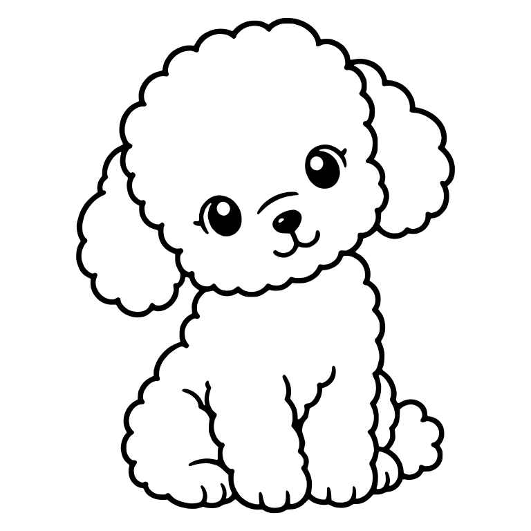 Head Tilted Toy Poodle Puppy Sitting Front View — free animal SVG cut file