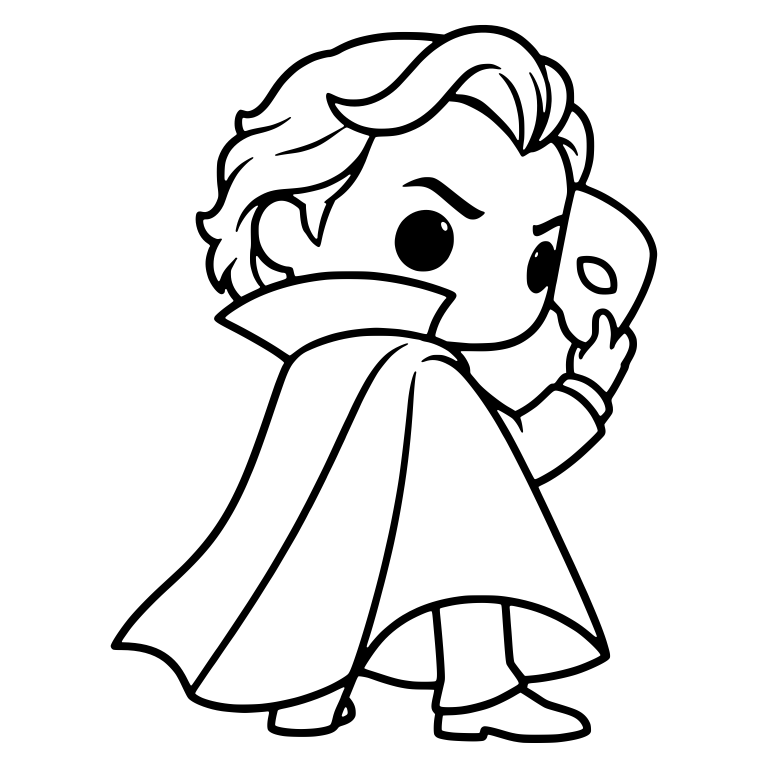 Opera Phantom Hiding Behind Cape Holding Half Mask — free characters SVG cut file