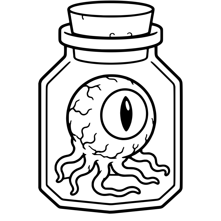 Eyeball with Tentacles in Corked Specimen Jar — free objects SVG cut file