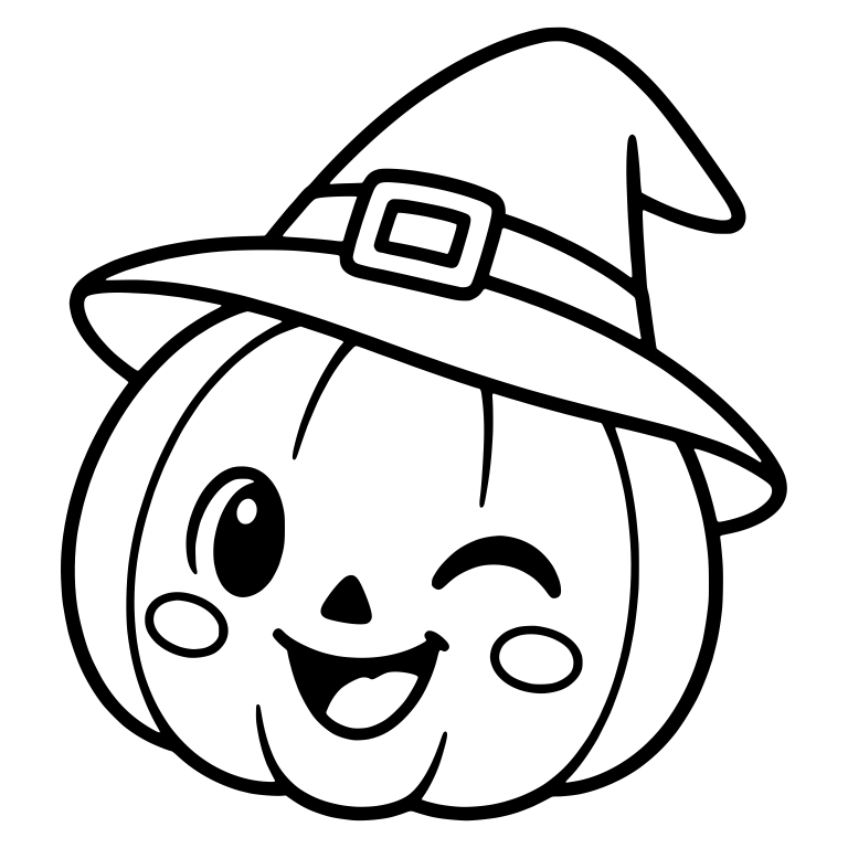 Winking Pumpkin Head With Witch Hat and Buckle — free holiday SVG cut file