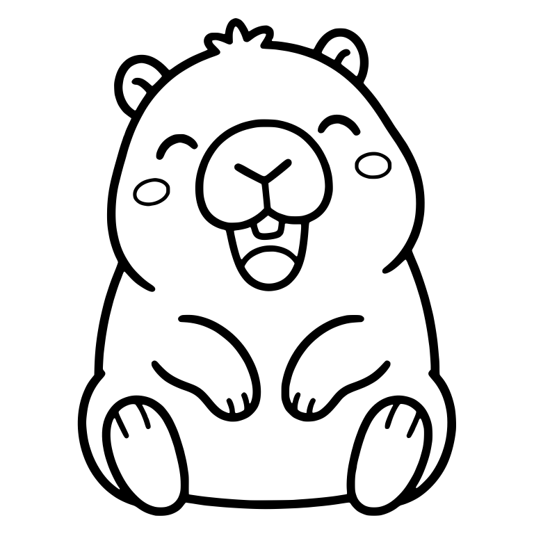Laughing Capybara Sitting With Paws on Belly — free animal SVG cut file