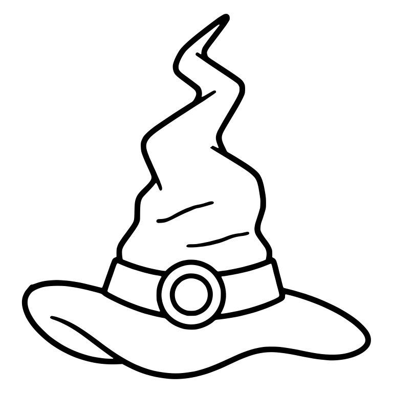 Twisted Witch Hat with Round Buckle and Wavy Tip — free objects SVG cut file