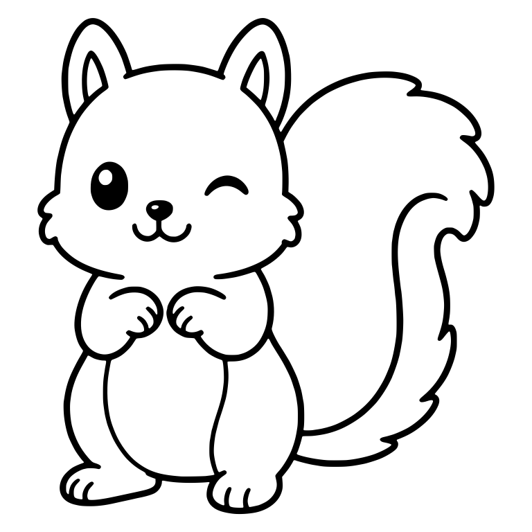 Winking Squirrel With Paws Together And Fluffy Tail — free animal SVG cut file