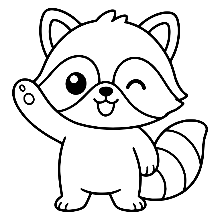 Winking Raccoon With Raised Paw — free animal SVG cut file