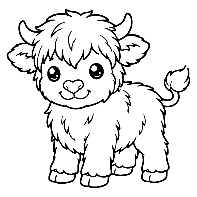 Smiling Highland Calf With Heart-Shaped Nose — free animal SVG cut file
