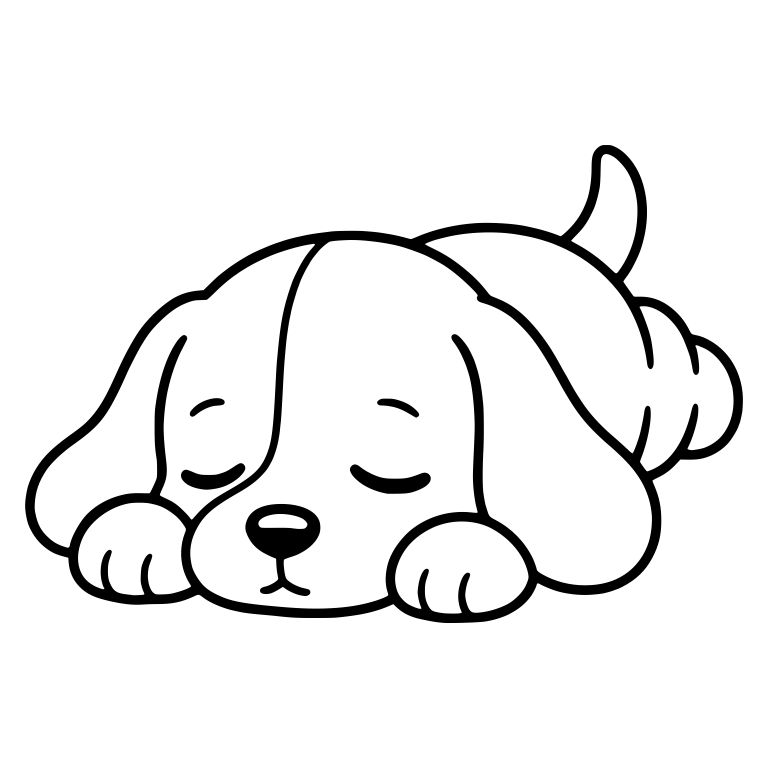 Sleeping Beagle Puppy Lying Flat with Tail Up — free animal SVG cut file