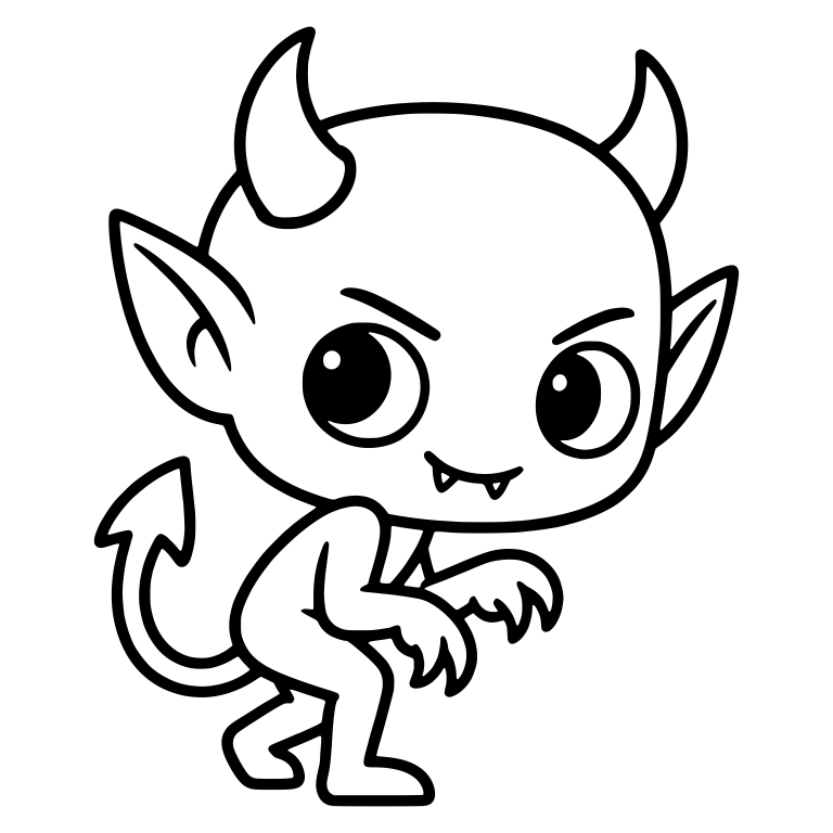 Sneaking Horned Imp with Spade Tail and Clawed Hands — free fantasy-creature SVG cut file