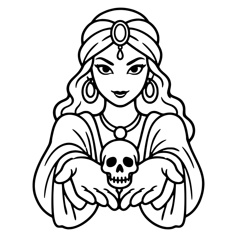 Fortune Teller Holding Skull in Open Hands — free characters SVG cut file