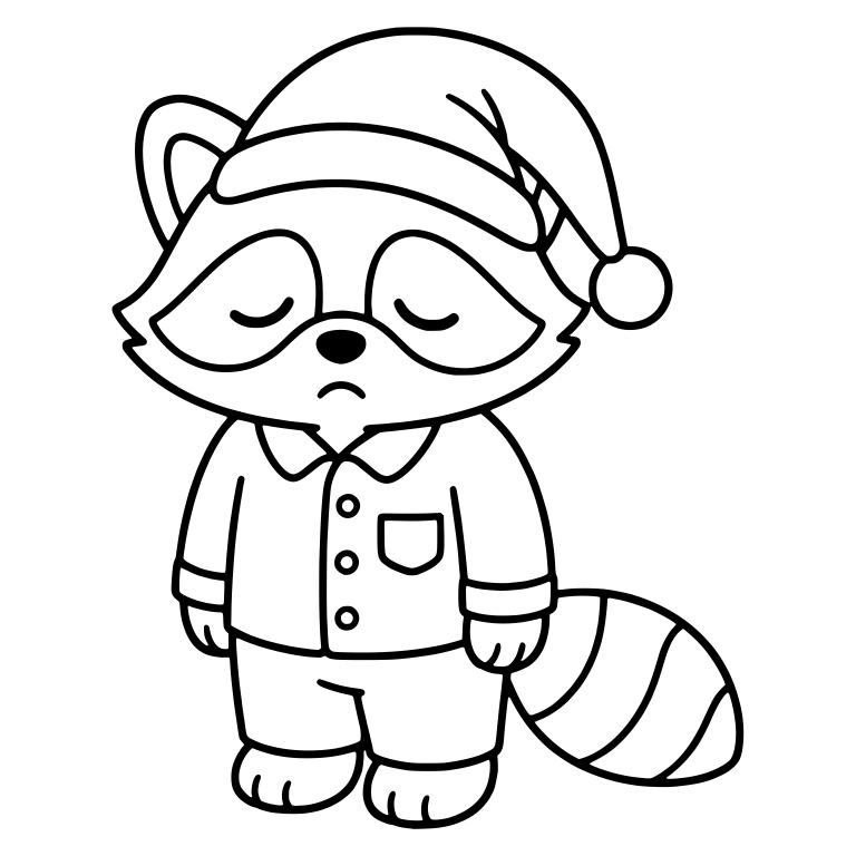 Sleepy Raccoon in Nightcap and Pajamas — free animal SVG cut file