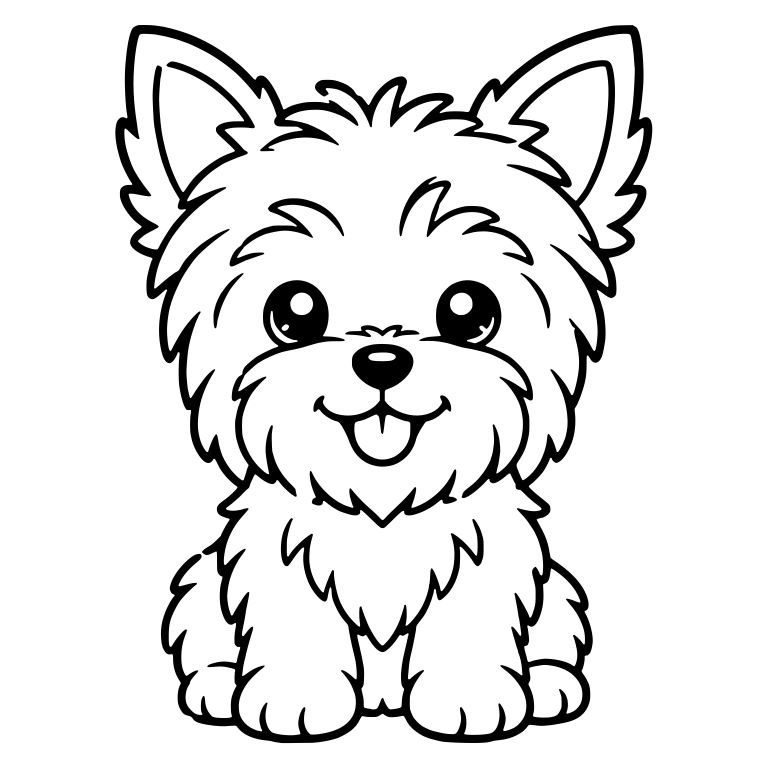 Sitting Yorkie Puppy With Sparkly Eyes and Chest Fluff — free animal SVG cut file