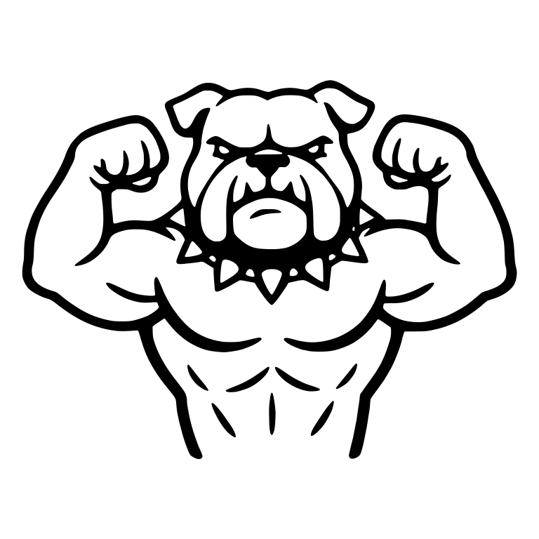 Stern Bulldog With Spiked Collar Flexing Both Biceps — free animal SVG cut file