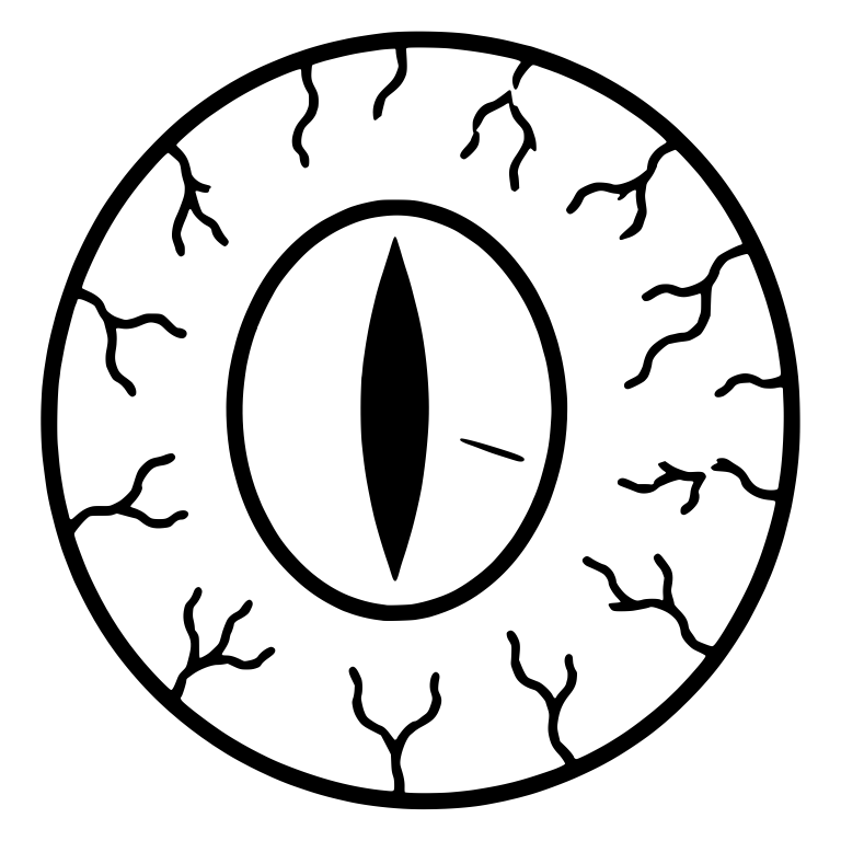 Bloodshot Eyeball With Tall Slit Pupil — free symbol SVG cut file