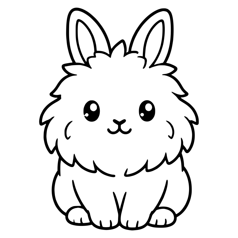 Lionhead Bunny With Shaggy Cheeks Sitting Front — free animal SVG cut file