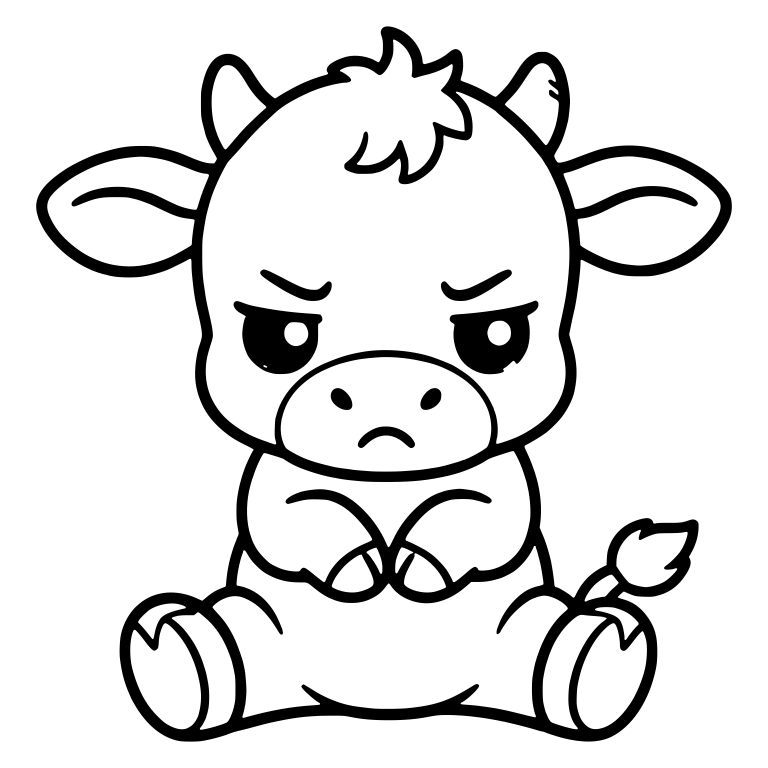 Grumpy Cow Sitting with Hooves Together — free animal SVG cut file