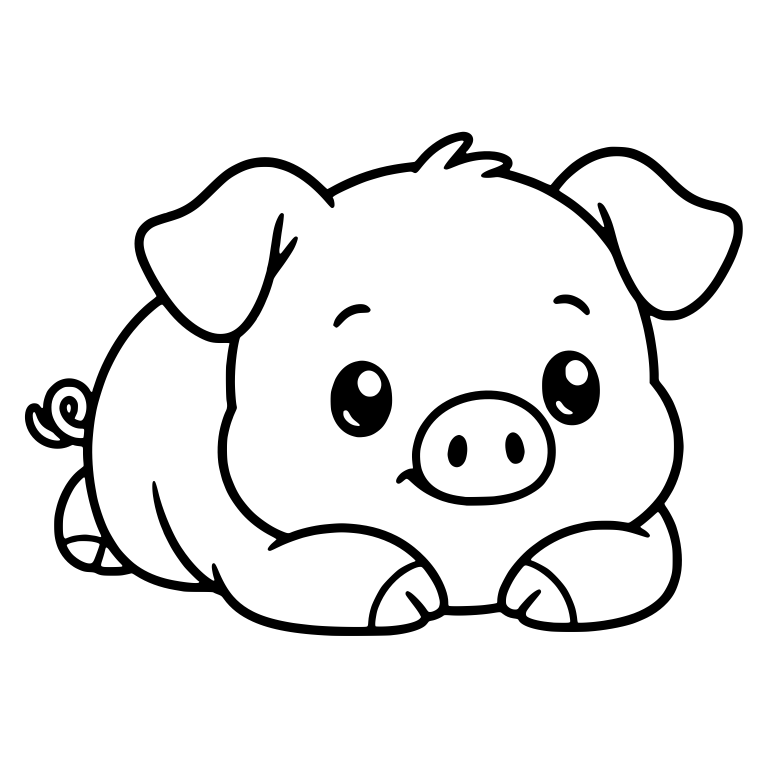 Chubby Piglet Lying Down With Paws Forward — free animal SVG cut file