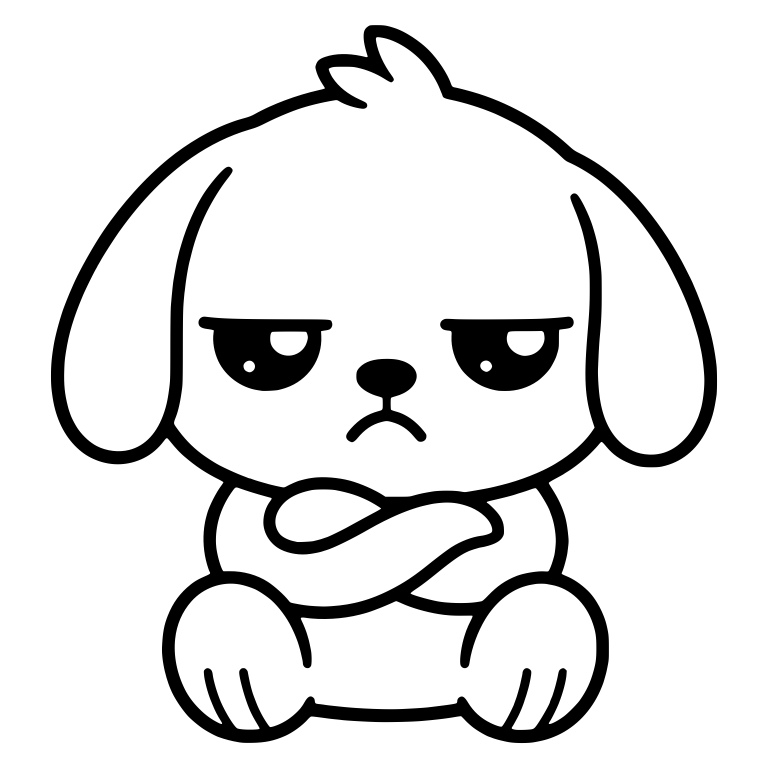 Grumpy Floppy Ear Puppy Sitting With Crossed Arms — free animal SVG cut file