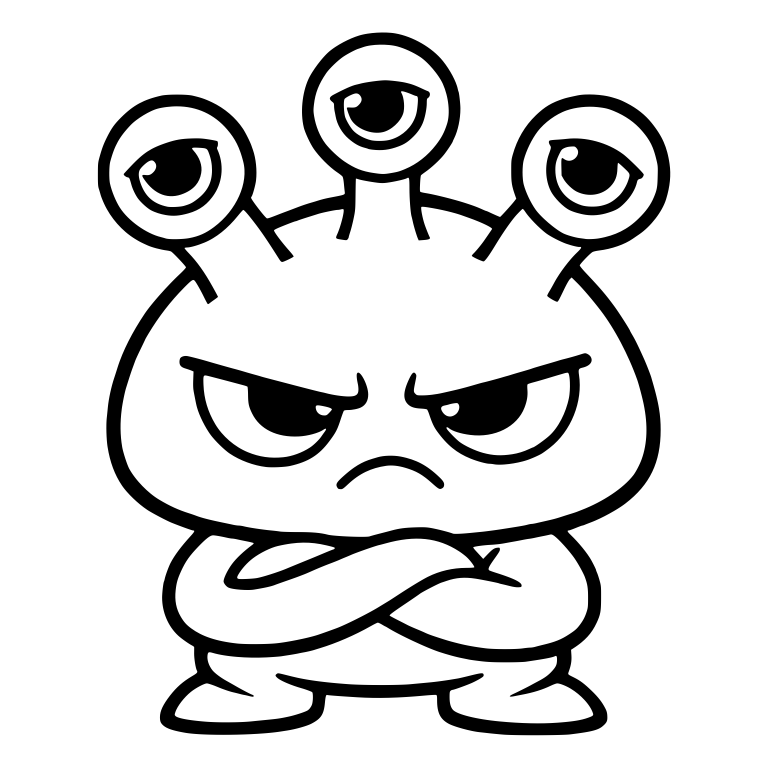 Grumpy Alien With Three Eyeball Stalks And Folded Arms — free fantasy-creature SVG cut file