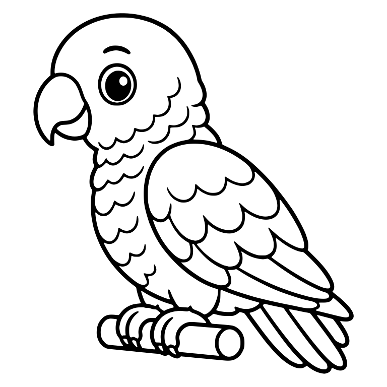 Perched Parrot Facing Left on a Round Perch — free animal SVG cut file