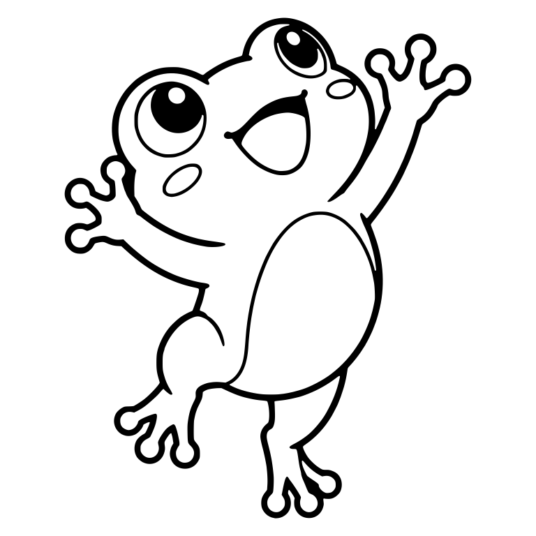 Cheerful Frog Reaching Up With Raised Arm and Open Mouth — free animal SVG cut file