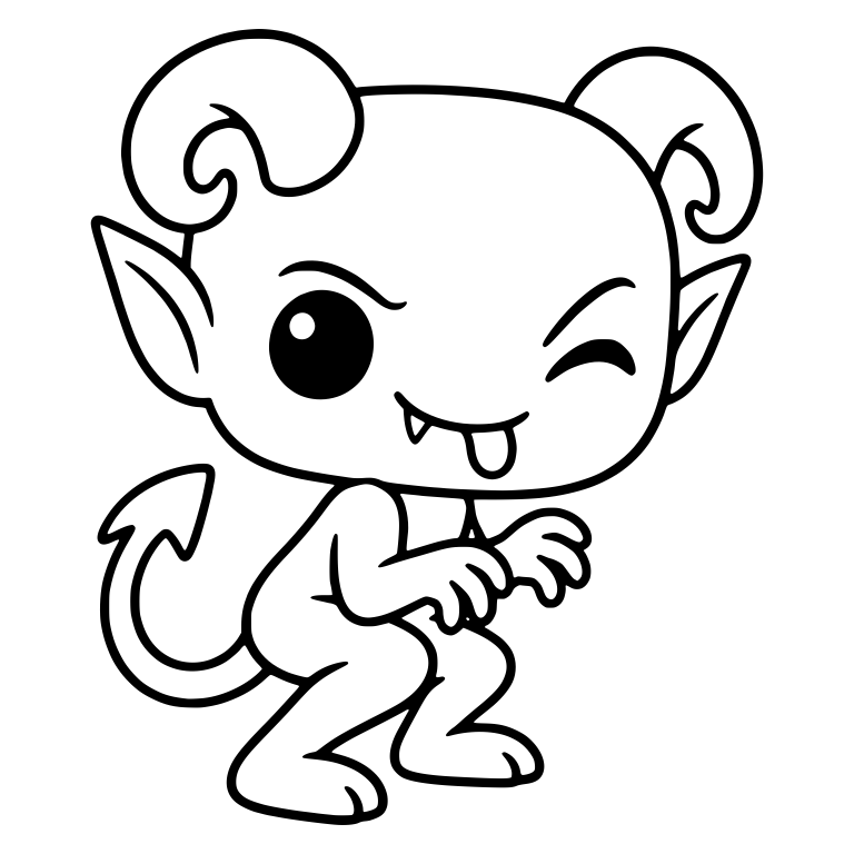 Winking Ram Horn Imp with Tongue Out — free fantasy-creature SVG cut file