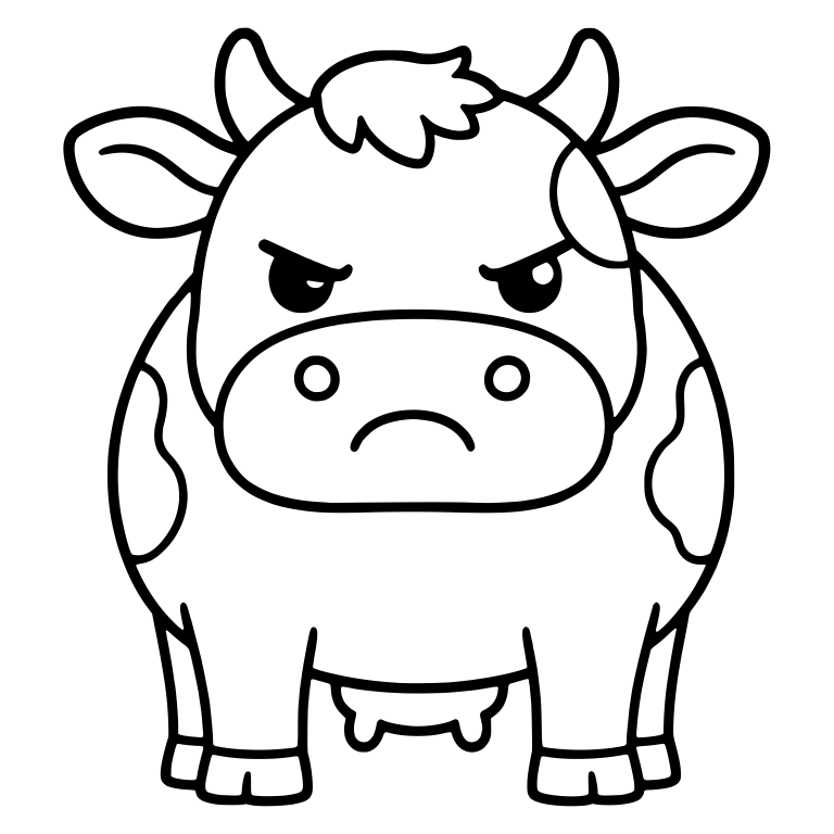 Stubborn Cow Front View With Udder And Spots — free animal SVG cut file