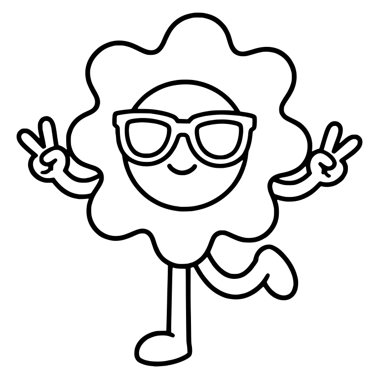 Walking Flower In Sunglasses Flashing Peace Signs — free floral SVG cut file